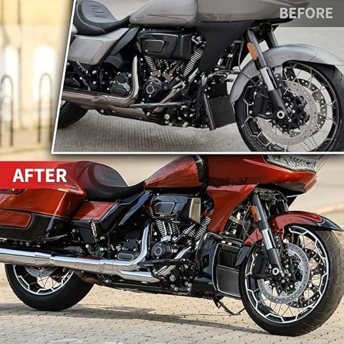 VEISUTOR Front Chin Spoilers Radiator Cover for CVO Road Glide, Black ABS Fairing Front Spoilers Radiator Chin Cover for Harley CVO Road Glide CVO Street Glide 2023-2024 - Image 3