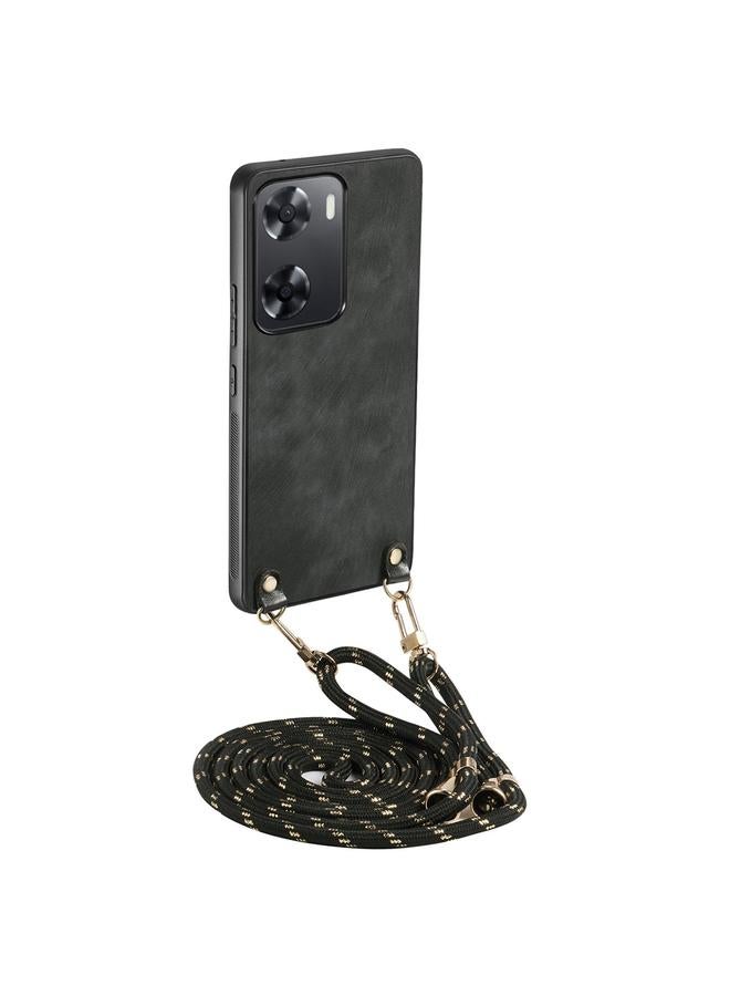 S-TOP Case For OPPO A57 4G Vintage Leather PC Back Cover Phone Case with Crossbody Strap - Image 1