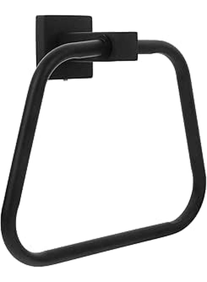 Black Coated Stainless Steel Towel Ring Wall Mounted Square Towel Holder For Bathroom Kitchen - Image 1