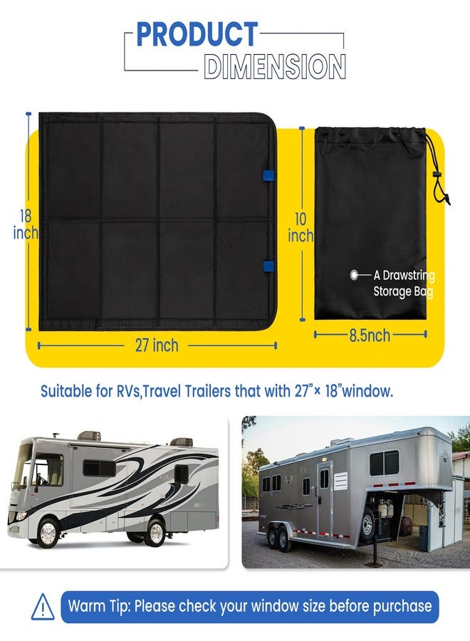 funomo RV Door Window Shade, 27.25 × 18.25 Inch Foldable Magnet RV Blackout Window Cover, UV Rays Protection Camper Trailer Door Window Cover, Waterproof Thickened Oxford Fabric (Black) - Image 2