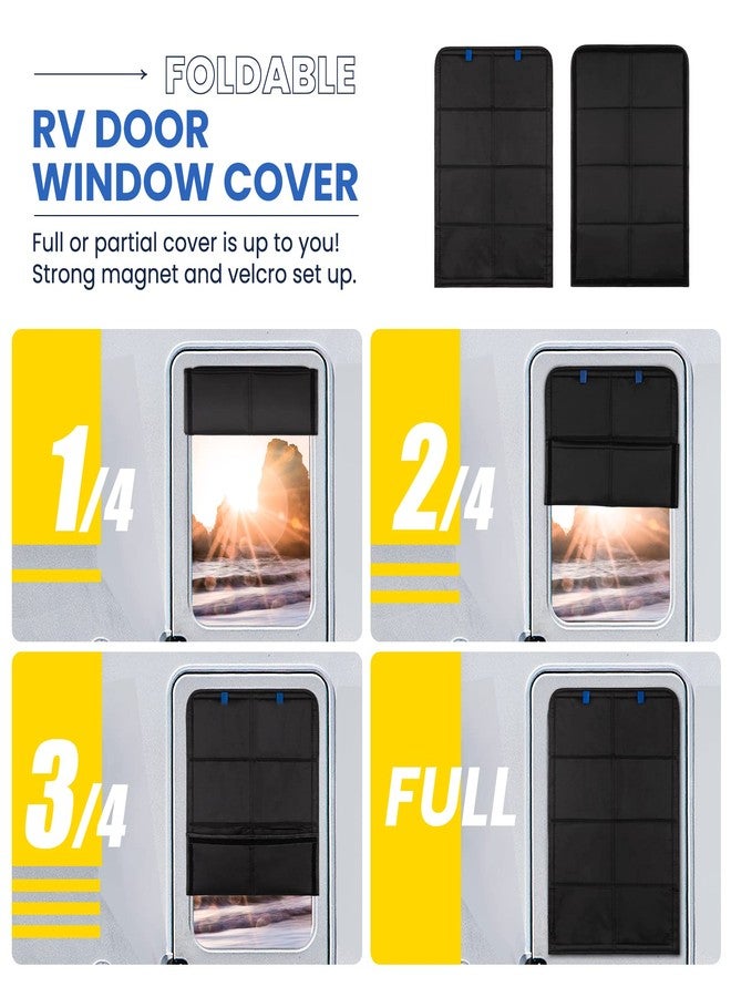 funomo RV Door Window Shade, 27.25 × 18.25 Inch Foldable Magnet RV Blackout Window Cover, UV Rays Protection Camper Trailer Door Window Cover, Waterproof Thickened Oxford Fabric (Black) - Image 3