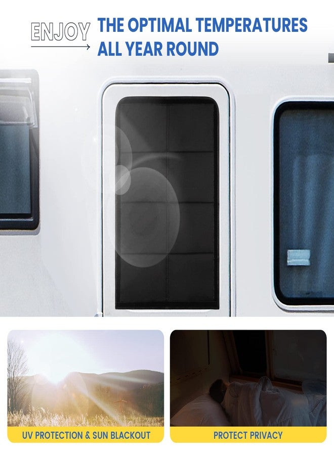 funomo RV Door Window Shade, 27.25 × 18.25 Inch Foldable Magnet RV Blackout Window Cover, UV Rays Protection Camper Trailer Door Window Cover, Waterproof Thickened Oxford Fabric (Black) - Image 4