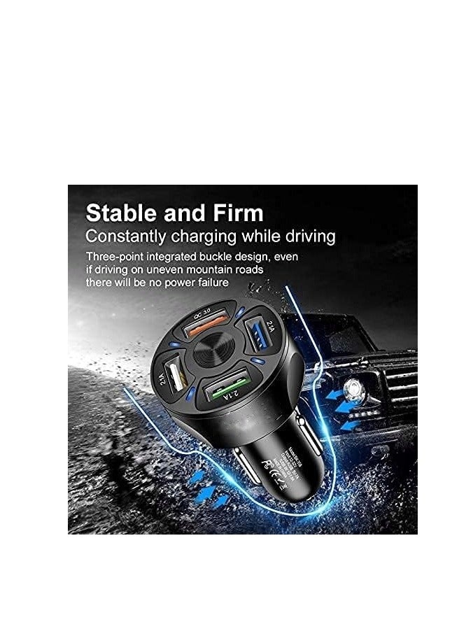 4 Port USB Car Charger Adapter With LED Light Quick Charge With Type C/PD 20W/QC 3.0 Fast Charging Car Lighter Adapter For IPhone 14 13 12 S22 S21 S20 IPad Pro& More - Image 2