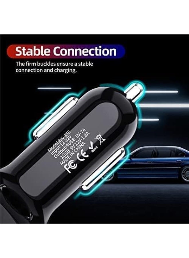 4 Port USB Car Charger Adapter With LED Light Quick Charge With Type C/PD 20W/QC 3.0 Fast Charging Car Lighter Adapter For IPhone 14 13 12 S22 S21 S20 IPad Pro& More - Image 3
