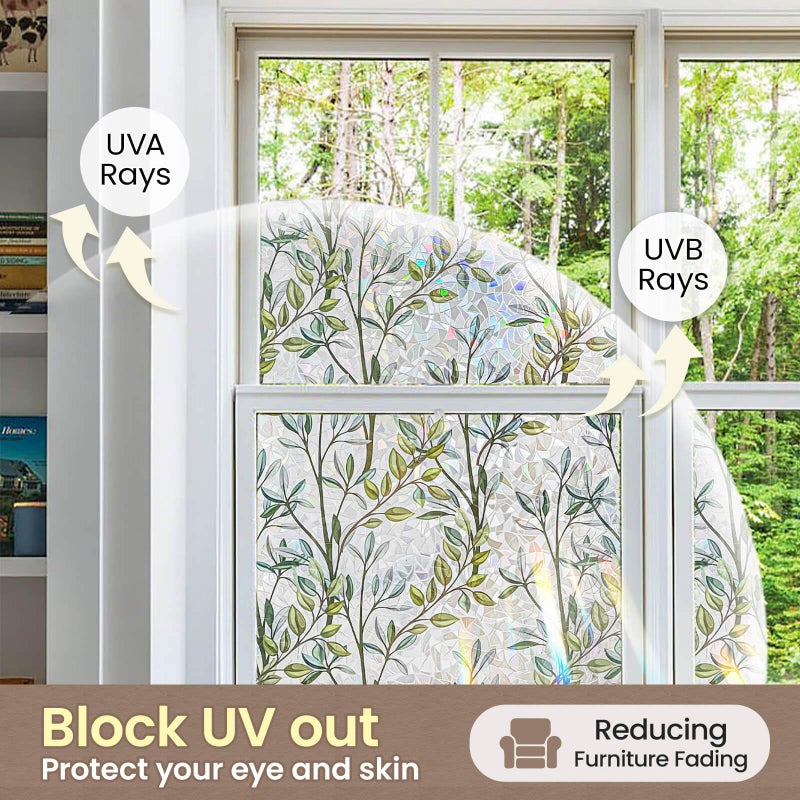 ADD.HERES Window Privacy Film Home Room Bathroom Spring Decor Car Decorations, Stained Glass Window Film, Static Cling Window Film, Window Tintï¼ŒRainbow Window Film (Green Vineman, 17.5" X 78.7") - Image 4