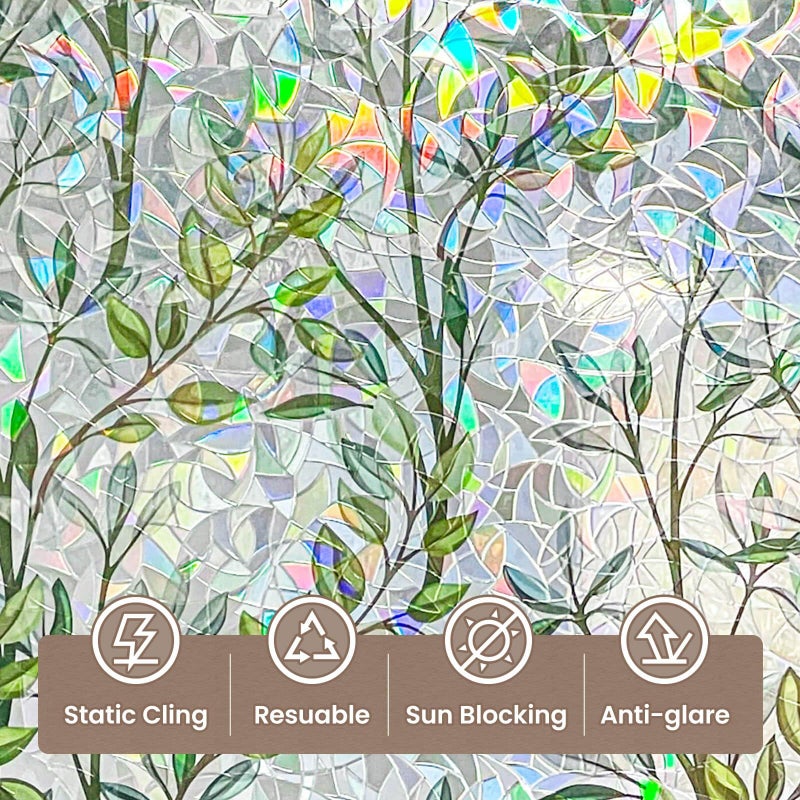 ADD.HERES Window Privacy Film Home Room Bathroom Spring Decor Car Decorations, Stained Glass Window Film, Static Cling Window Film, Window Tintï¼ŒRainbow Window Film (Green Vineman, 17.5" X 78.7") - Image 2