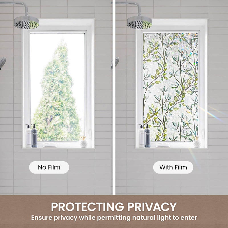 ADD.HERES Window Privacy Film Home Room Bathroom Spring Decor Car Decorations, Stained Glass Window Film, Static Cling Window Film, Window Tintï¼ŒRainbow Window Film (Green Vineman, 17.5" X 78.7") - Image 5