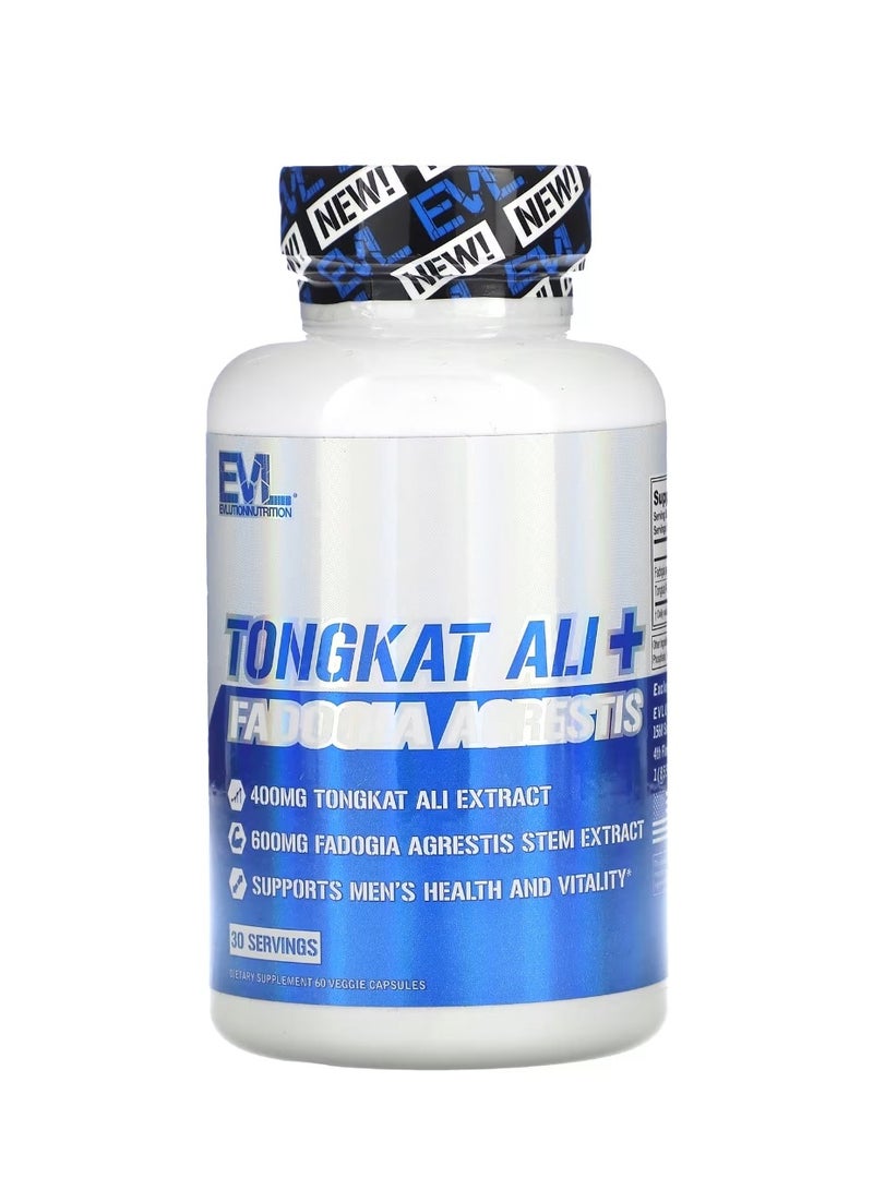 EVLUTION NUTRITION Tongkat Ali + Fadogia Agrestis 400 mg 60 Veggie Capsules (200 mg per Capsule) - Image 1