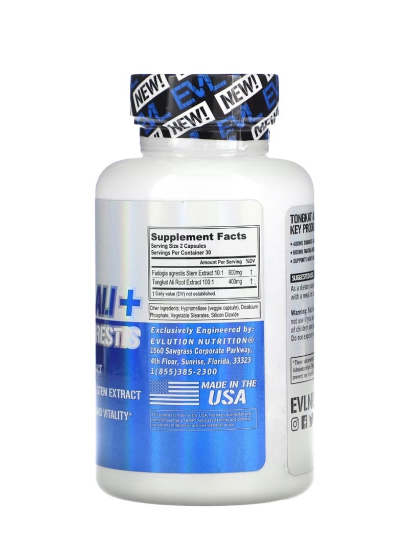 EVLUTION NUTRITION Tongkat Ali + Fadogia Agrestis 400 mg 60 Veggie Capsules (200 mg per Capsule) - Image 2