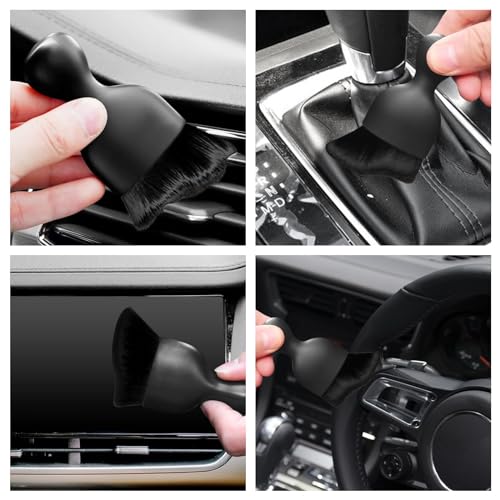 Eiruseed Car Interior Cleaning Brush Car Duster Interior with Ultra Soft Bristles Auto Detailing Brushes Dusting Car Accessories for Dashboard, AC Vents, Leather, Scratch-Free (1Pack_Black) - Image 3