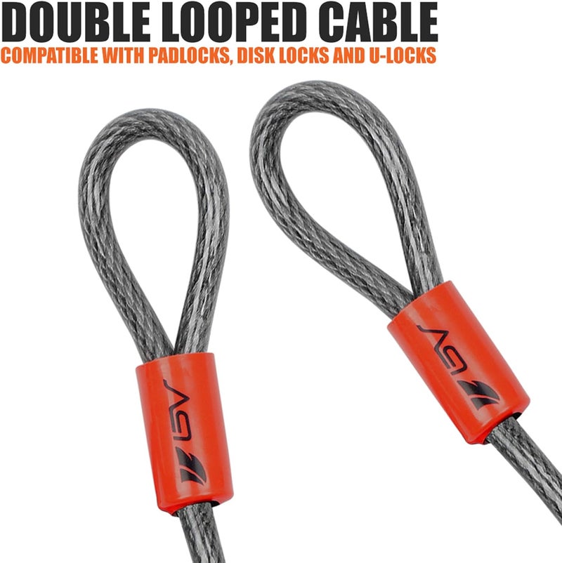 BV Heavy-Duty 15FT Security Cable with Loops - 10mm (3/8 Inch) Cut-Resistant Braided Steel Cable - Versatile & Weatherproof - Security Chain for Padlock, Chain Lock, Wire Lock - Image 5