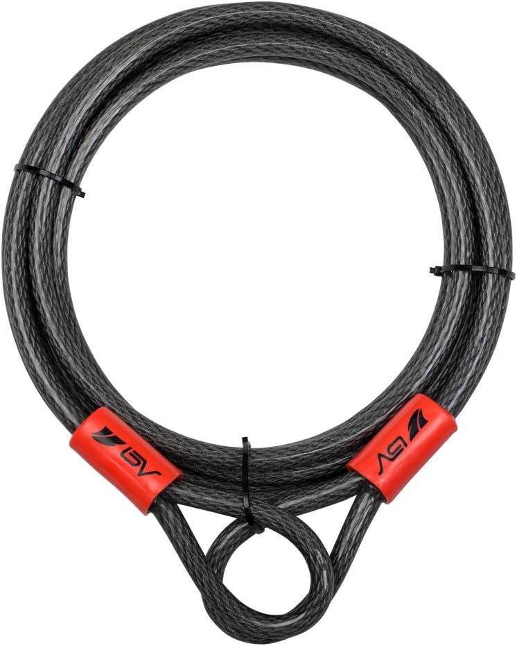 BV Heavy-Duty 15FT Security Cable with Loops - 10mm (3/8 Inch) Cut-Resistant Braided Steel Cable - Versatile & Weatherproof - Security Chain for Padlock, Chain Lock, Wire Lock - Image 1