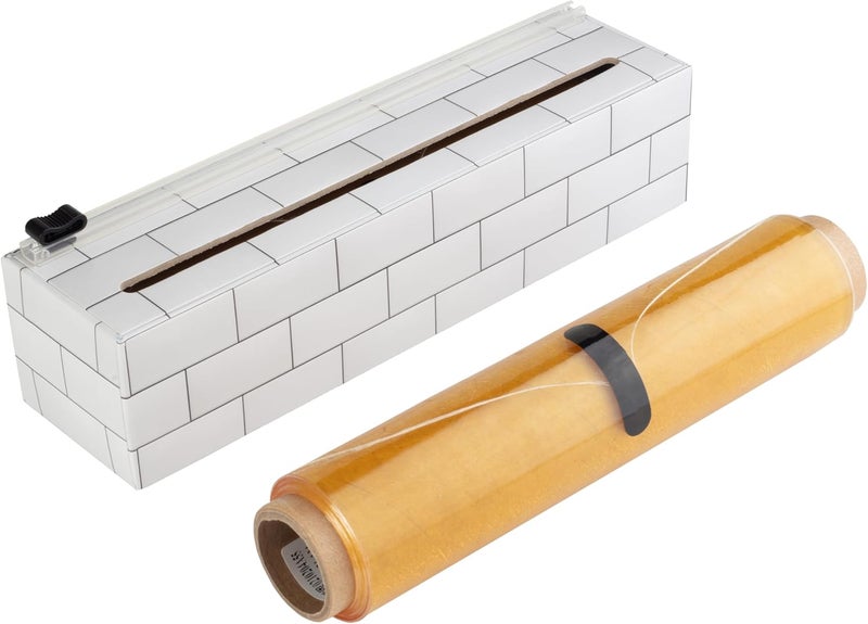 ChicWrap Subway Tile Refillable Plastic Wrap Dispenser - One 9" x 250' Roll of Professional Grade Plastic Wrap - BPA Free and Kosher Certified - Reusable Dispenser w/Slide Cutter - Image 1