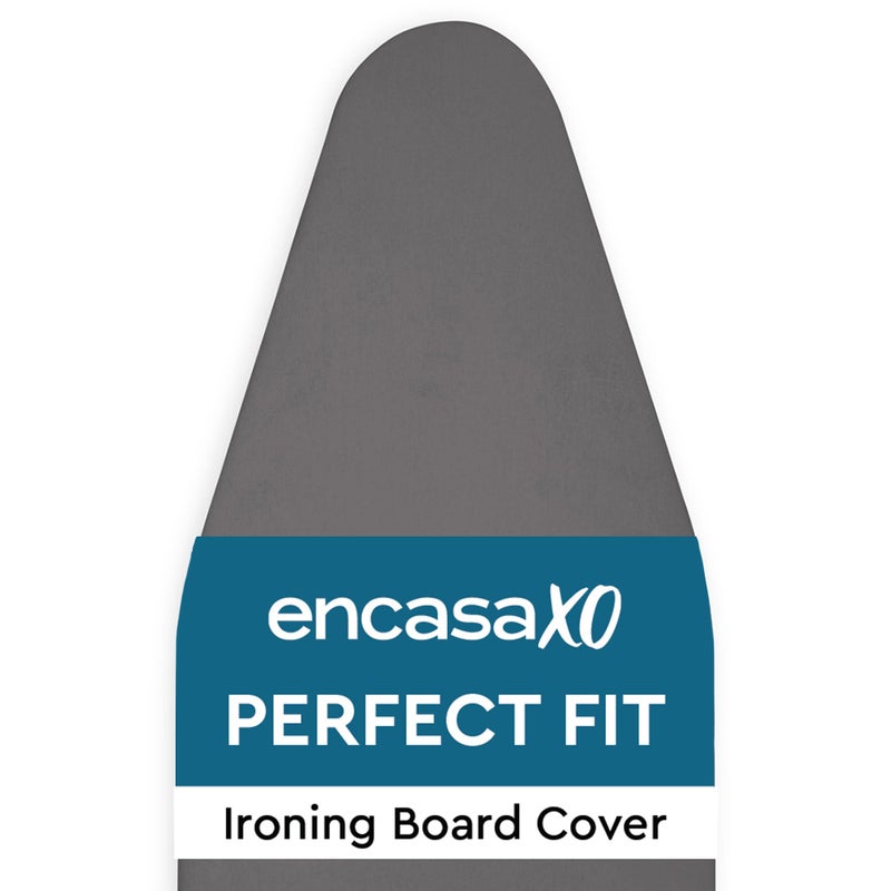 Encasa XO Ironing Board Cover and Pad 49"x18" - 4mm Felt Wide Iron Board Cover with Padding - Heat Resistant, Stain-Safe Dye, Non Slip Elastic Bungee Cord Tightening Iron Table Cover Grey - Image 1