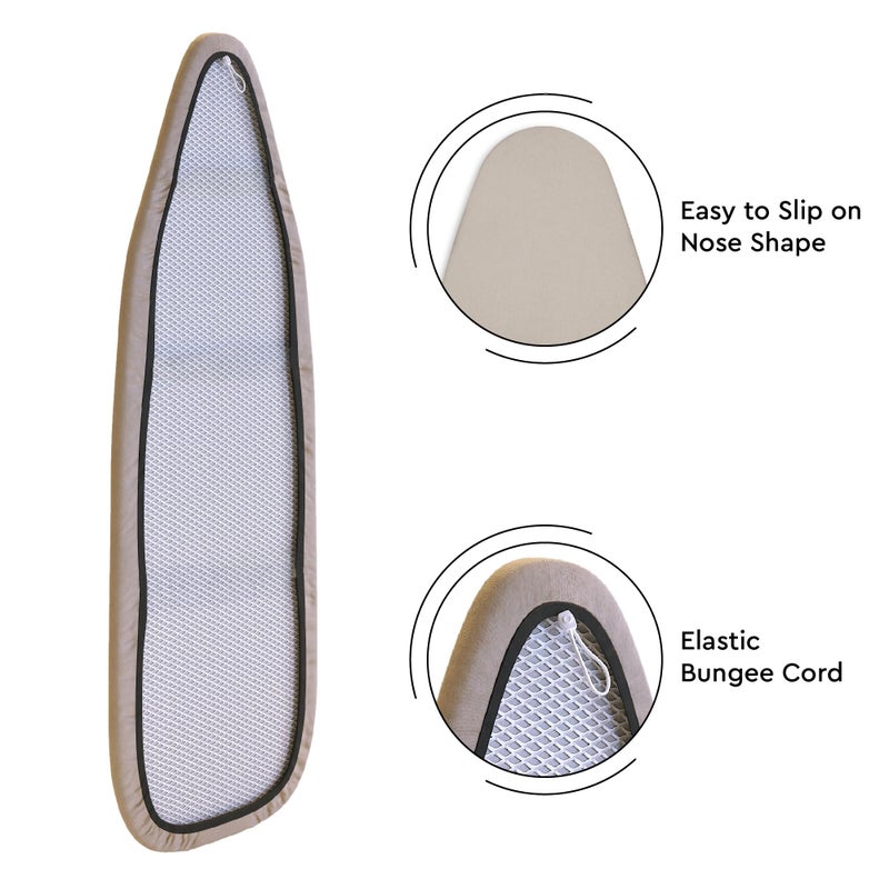 Encasa XO Ironing Board Cover and Pad 49"x18" - 4mm Felt Wide Iron Board Cover with Padding - Heat Resistant, Stain-Safe Dye, Non Slip Elastic Bungee Cord Tightening Iron Table Cover Grey - Image 5
