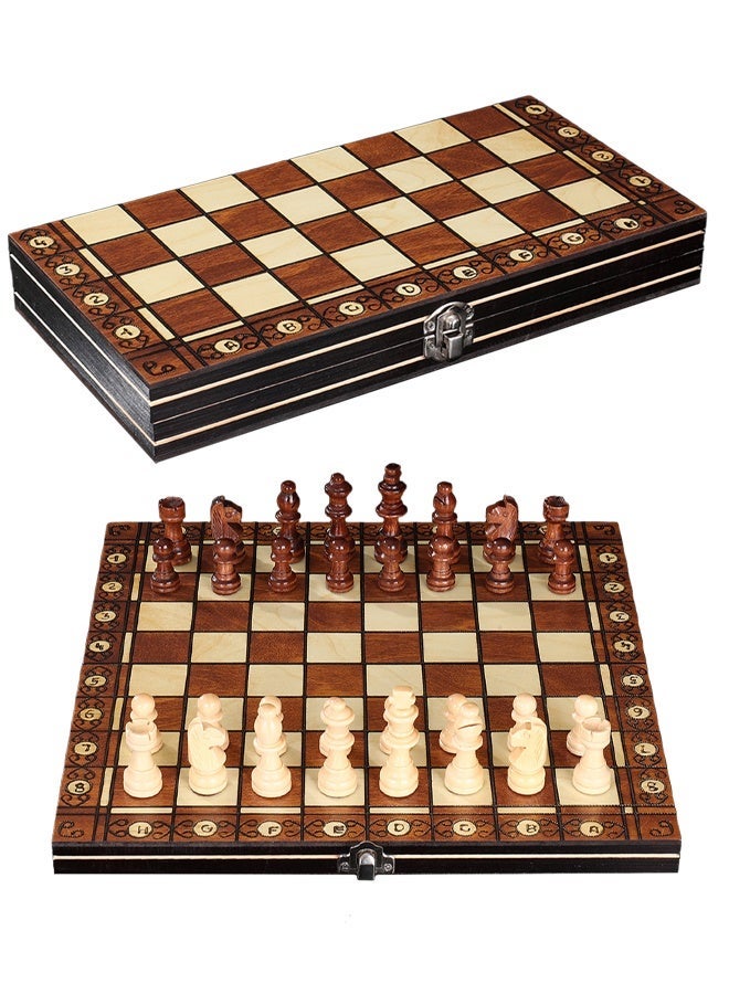 شو تي آي كون SDHR طقم شطرنج سفر ثلاثي في واحد: لوح ألعاب خشبي مغناطيسي مقاس 24 سم للأطفال والكبار - Image 1