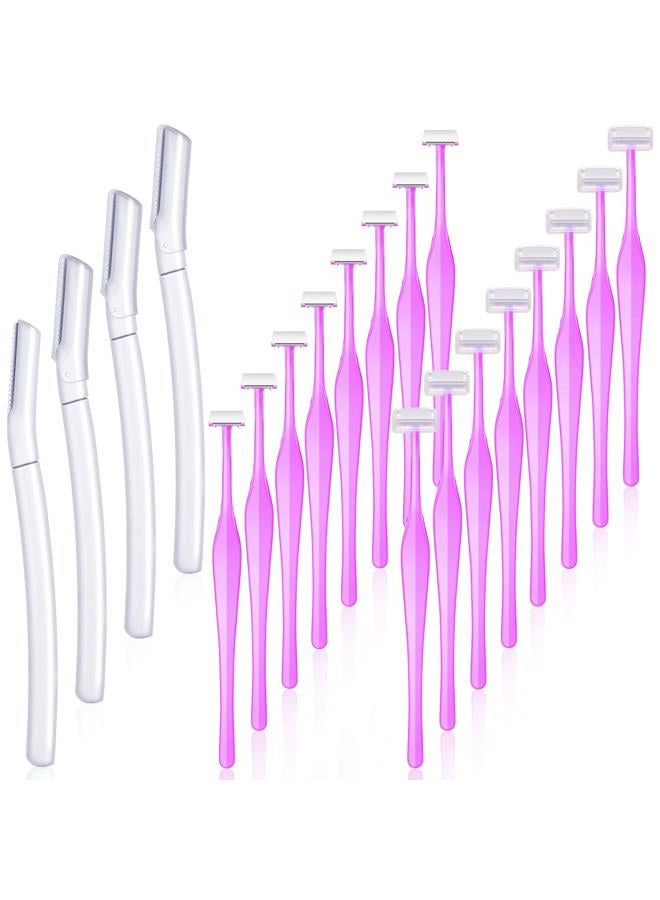 Lothee 20 Pcs Eyebrow Razor for Women T Shaped Dermaplane Face Razor Eyebrow Trimmer Facial Razor with Cover Eyebrow Shaver Face Hair Remover Tool for Women Girls, 2 Style - Image 1