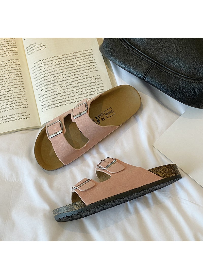 Generic 2024 New Vintage French Style Thick Bottom Double Buckle Sandals Womens Fashionable Outer Wear PVC Material China Origin [pink] 1508-2 birkenstock silver double buckle 