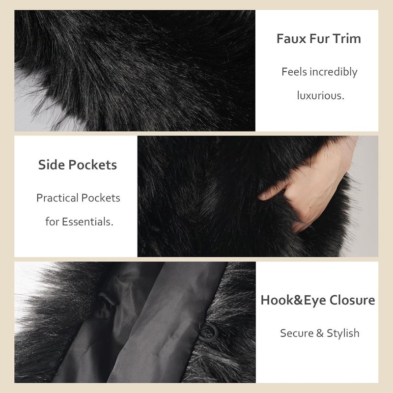 ELFJOY Luxury Faux Fur Shawl for Women Winter Fur Coat Wedding Party Fur Stole Wraps for Evening Dresses - Image 3