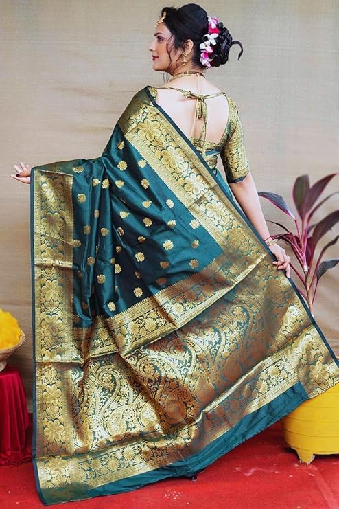 C J Enterprise Women's Banarasi Saree Pure Kanjivaram Silk Saree Soft Design Wear Pattu Sarees Latest Cotton With Blouse Piece for Wedding sadi new ladies 2026 - Image 4