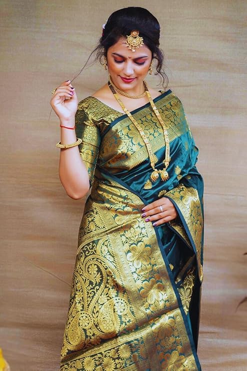 C J Enterprise Women's Banarasi Saree Pure Kanjivaram Silk Saree Soft Design Wear Pattu Sarees Latest Cotton With Blouse Piece for Wedding sadi new ladies 2026 - Image 5
