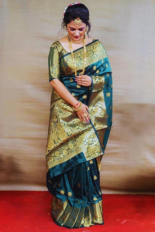 C J Enterprise Women's Banarasi Saree Pure Kanjivaram Silk Saree Soft Design Wear Pattu Sarees Latest Cotton With Blouse Piece for Wedding sadi new ladies 2026 - Image 3
