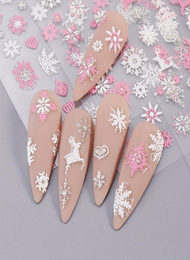 SWEET TREND 12pcs Christmas Nail Stickers Decals: 3D Snowflakes Christmas Tree Reindeer DIY Design - Matte Self Adhesive Holiday Nail Art Stickers for Women Gifts - Manicure Salons at Home - Image 4
