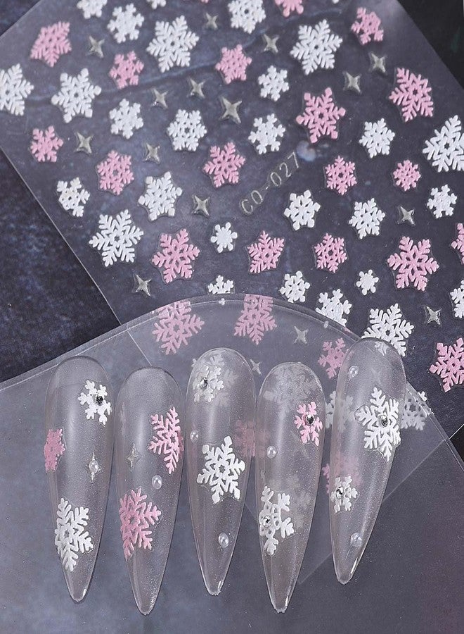SWEET TREND 12pcs Christmas Nail Stickers Decals: 3D Snowflakes Christmas Tree Reindeer DIY Design - Matte Self Adhesive Holiday Nail Art Stickers for Women Gifts - Manicure Salons at Home - Image 5