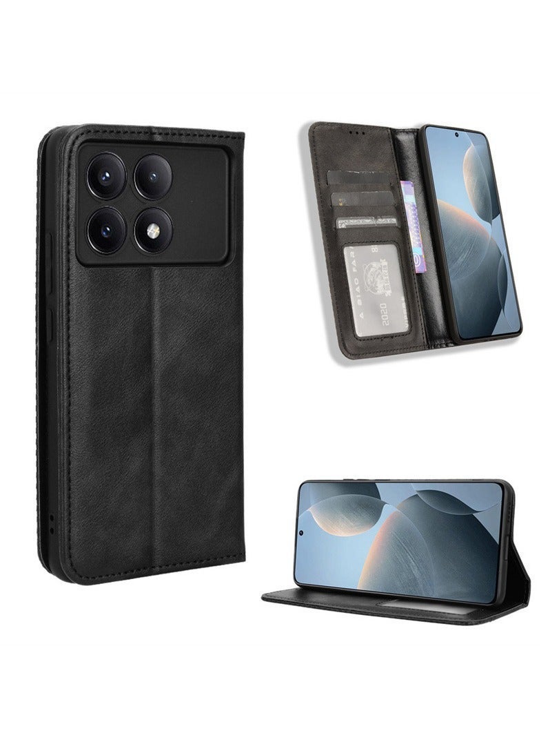 Phone Case Compatible with Xiaomi Poco X6 Pro with Card Holder Flip Case PU Leather Phone Wallet Case Shockproof Protective Cover  - Image 1