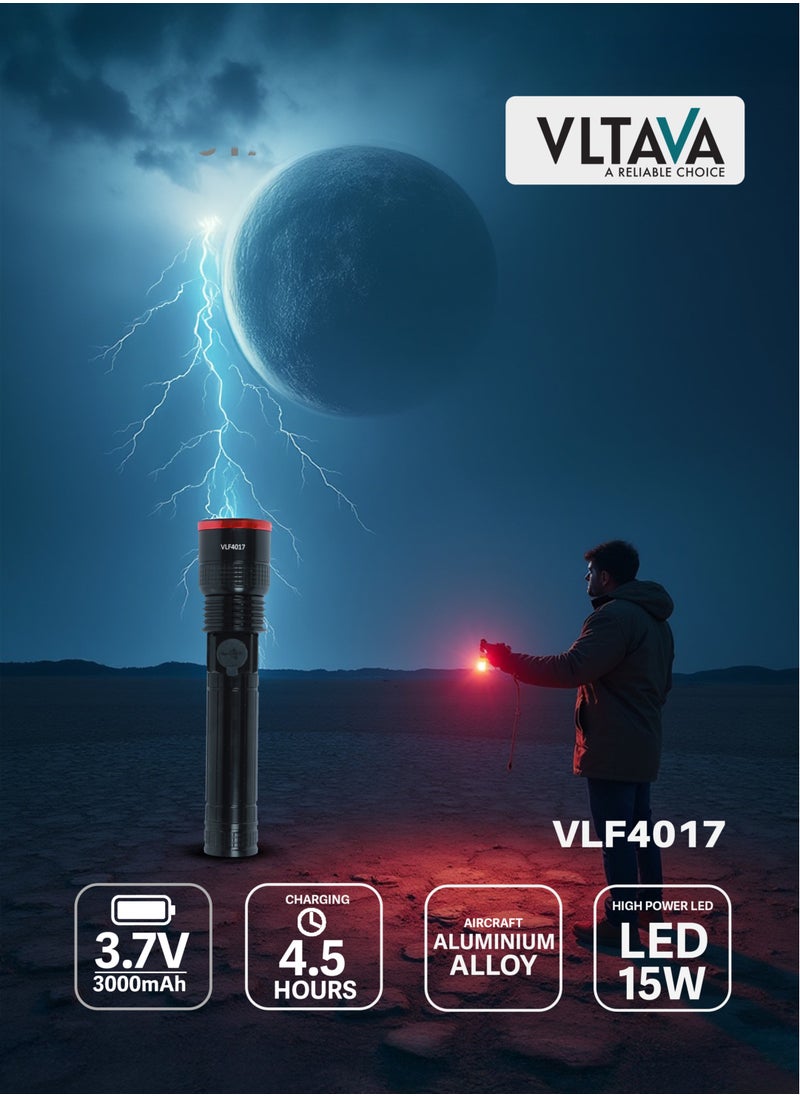 VLTAVA Vltava LED Laser Flash Light - 15W High Power Led, Rechargeable VLF4017  - Image 2