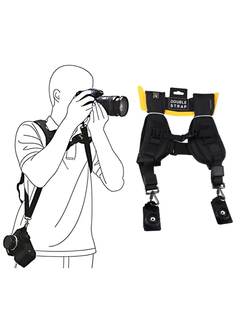 Dual Camera Sling Strap for DSLR Cameras, Quick-Release Mount, Adjustable Comfort for Photographers - Image 1