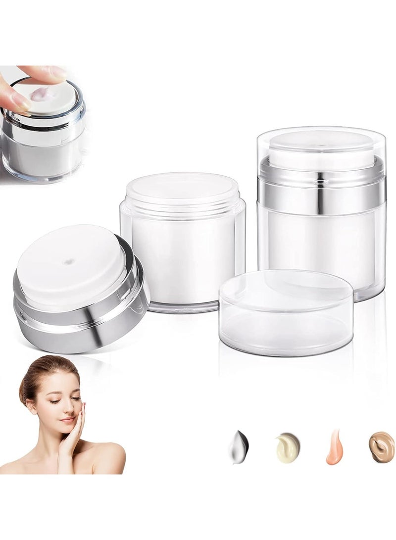 2Pcs Cream Jar Vacuum Bottle, Airless Pump Bottle Portable Cosmetic Container Sample Pots, Empty Refillable Travel Cream Bottle for Lotions, Creams, Makeup (15ml) - Image 1