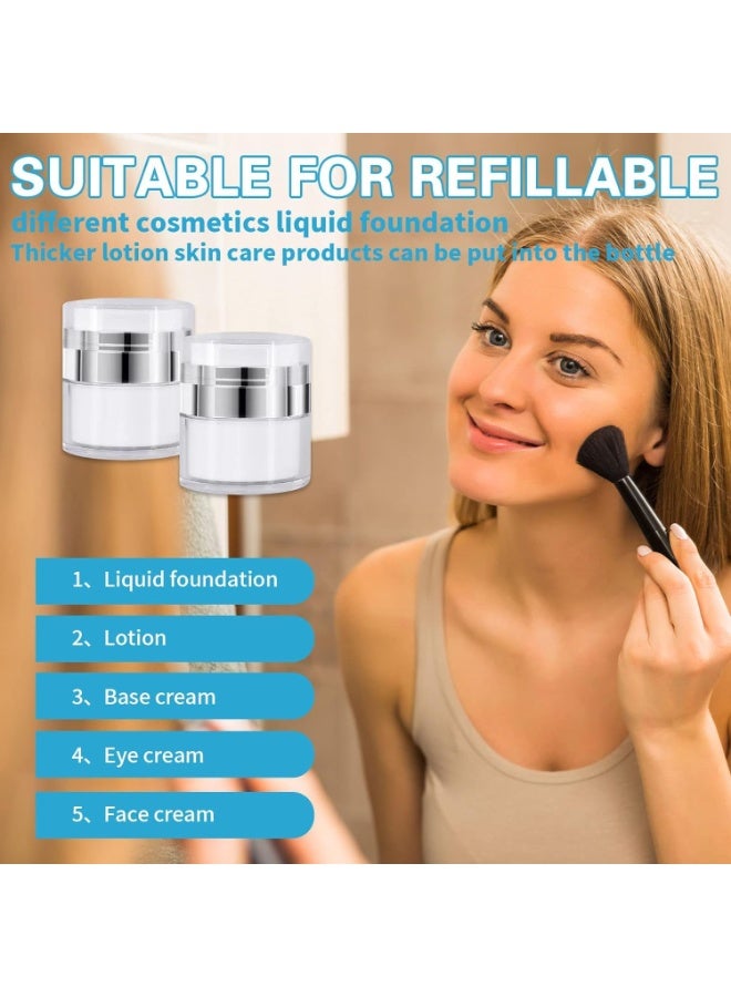 2Pcs Cream Jar Vacuum Bottle, Airless Pump Bottle Portable Cosmetic Container Sample Pots, Empty Refillable Travel Cream Bottle for Lotions, Creams, Makeup (15ml) - Image 5