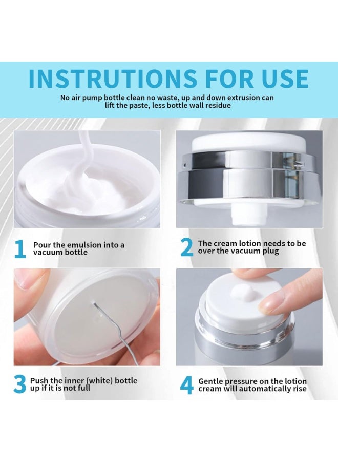 2Pcs Cream Jar Vacuum Bottle, Airless Pump Bottle Portable Cosmetic Container Sample Pots, Empty Refillable Travel Cream Bottle for Lotions, Creams, Makeup (15ml) - Image 4