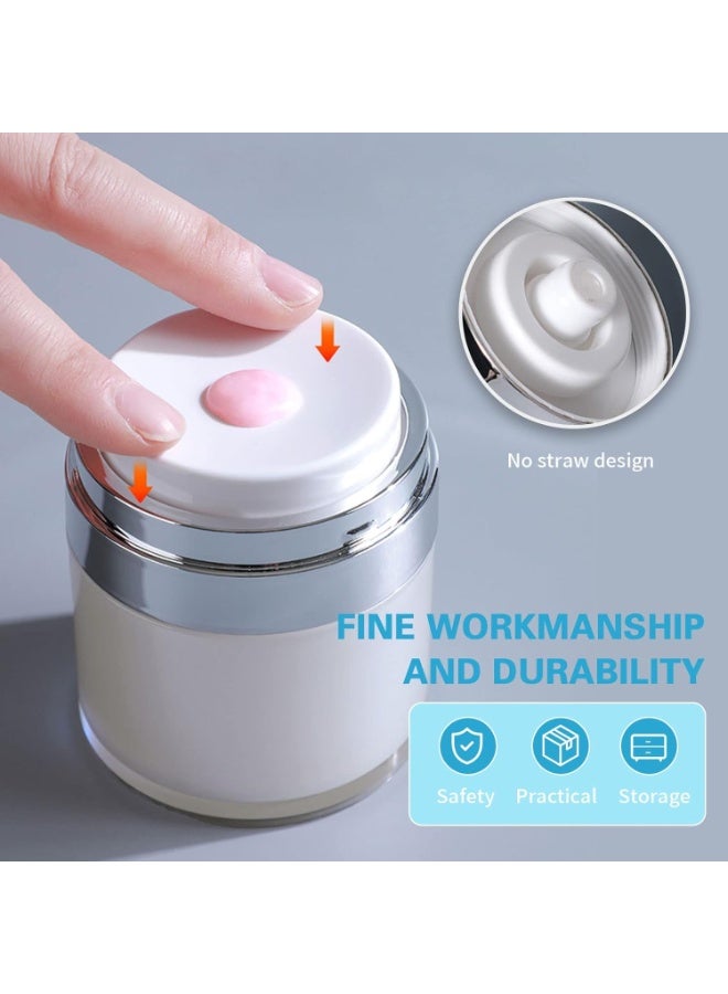 2Pcs Cream Jar Vacuum Bottle, Airless Pump Bottle Portable Cosmetic Container Sample Pots, Empty Refillable Travel Cream Bottle for Lotions, Creams, Makeup (15ml) - Image 3