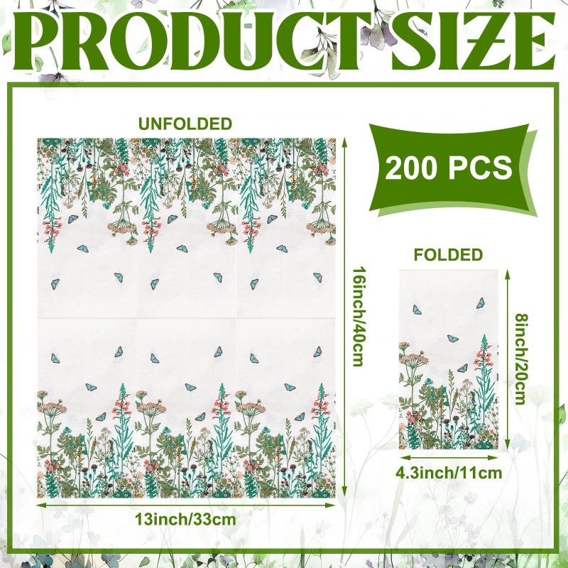Moinchore 200 Pcs Spring Guest Napkins 2 Ply Wildflower Disposable Guest Towels for Bathroom Easter Bathroom Paper Hand Towels for Home Holiday Easter Party Kitchen Supplies Wildflower Party Decoration - Image 1