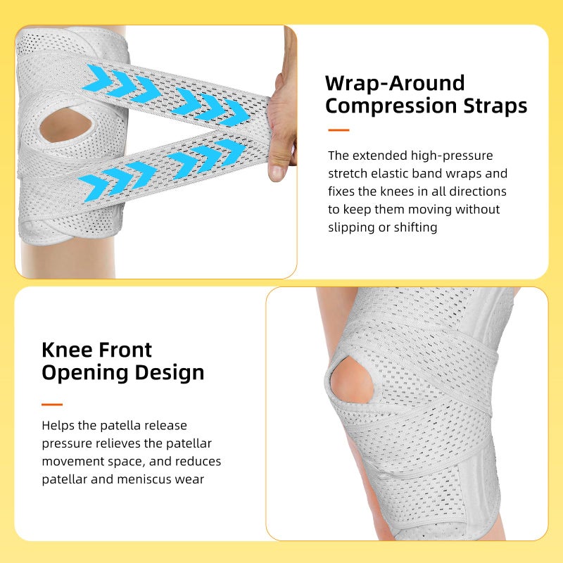 Malloraned New Updates Knee Brace for Women Plus Size,Men Knee Stabilizer Support for ACL,MCL,Meniscus Tear,Sport Knee Compression Wrap with Dual-Sided Stabilizers (2XL) - Image 4