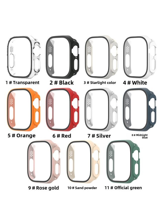 Shell Film Integrated Protective Shell For Ultra Watch PC + Tempered Film Integrated For Apple 9 Generation Protective Cover-Color:6# Red-Appearance Size:40mm