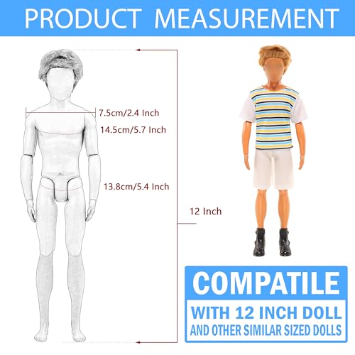 Miunana Lot 16 Items Doll Clothes & Accessories Classic Black Suit for Boy Doll Include Random 4 PCS Casual Wear + 5 PCS Dolls Pants + 3 Pairs of Shoes Laptop Water Bottles - Image 3