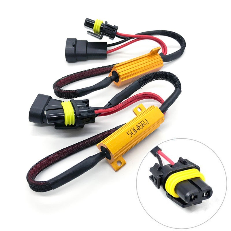 ONEX 9006 LED Load Resistor Kit 50W 8ohm Headlight Bulb Relay Harness Adapter Anti Flicker Error Decoder Warning Canceller