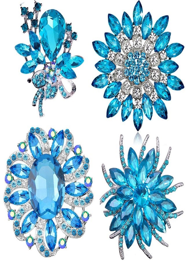 Ezing Rhinestone Light Blue Brooch and Pins Women Men Fashion Jewelry Accessories (Blue) - Image 1