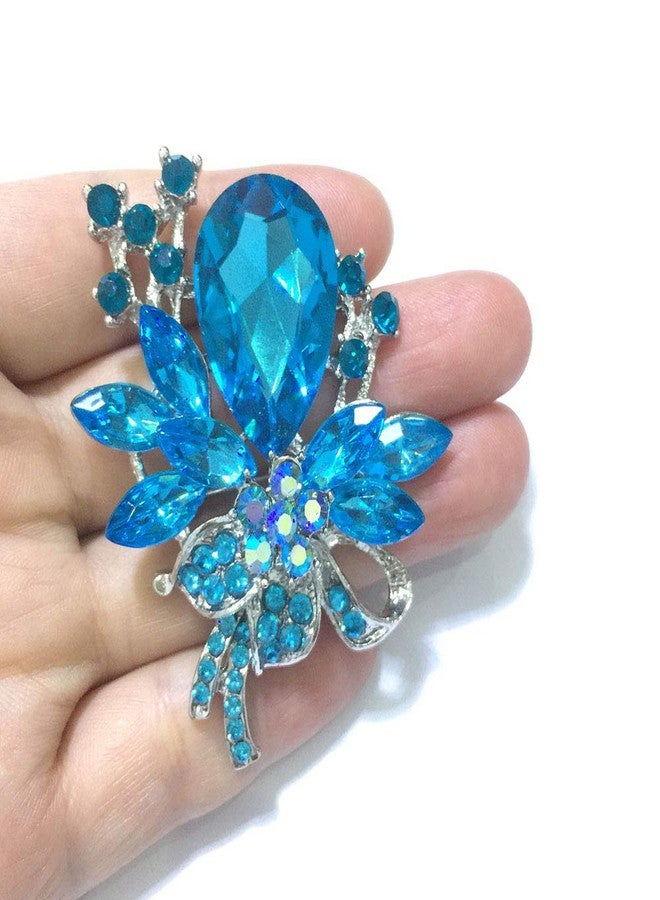 Ezing Rhinestone Light Blue Brooch and Pins Women Men Fashion Jewelry Accessories (Blue) - Image 4