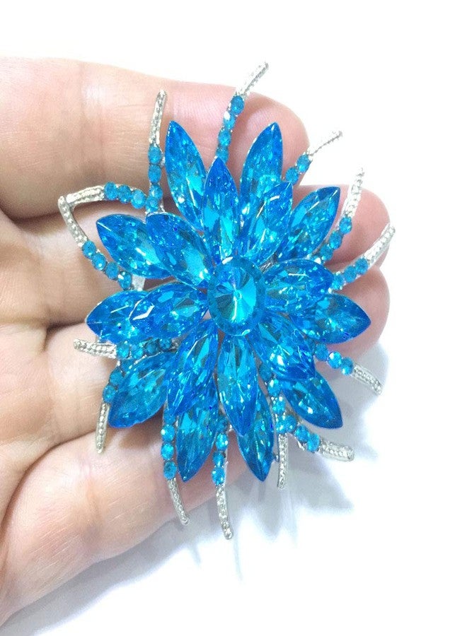 Ezing Rhinestone Light Blue Brooch and Pins Women Men Fashion Jewelry Accessories (Blue) - Image 3