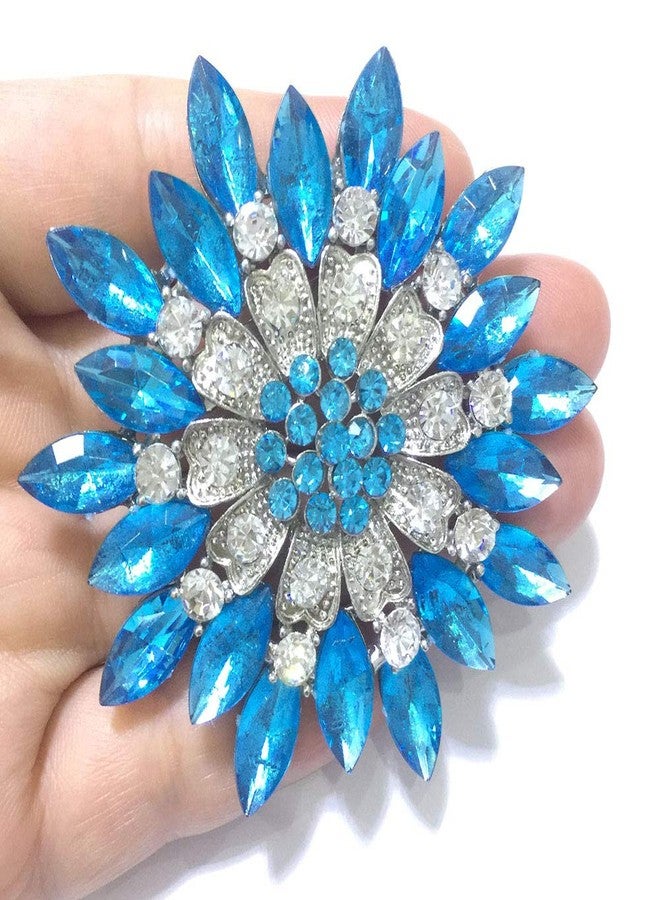 Ezing Rhinestone Light Blue Brooch and Pins Women Men Fashion Jewelry Accessories (Blue) - Image 5