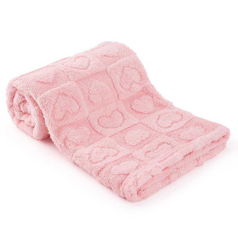 VEIDIA Plush Soft with Heart Checkered Baby Blanket,Fleece Infant Toddler Blankets for Girls Boys,Warm Lightweight Breathable Newborn Receiving Blankets for Crib Stroller 30"Ã—39" (Light Pink, Heart) - Image 1