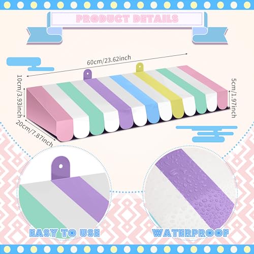 Boao 4 Pack Pastel Circus Awning Decoration Macaron 3D Stripe Cardboard Awning Pastel Wall Decor Colorful Carnival Party Favor for Spring Bakery Ice Cream Truck Bulletin Board - Image 3