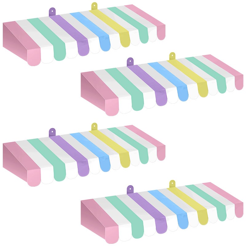 Boao 4 Pack Pastel Circus Awning Decoration Macaron 3D Stripe Cardboard Awning Pastel Wall Decor Colorful Carnival Party Favor for Spring Bakery Ice Cream Truck Bulletin Board - Image 2