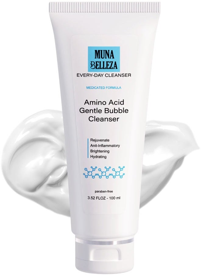 Muna Belleza Facial Cleanser for Acne Marks and Pimples, Oily Skin, Blackhead Remover, and Clogged Pore Control - Amino Acid Foam for Deep Pore Cleaning - Nourishes and Moisturizes for Radiant Skin - 100ml 