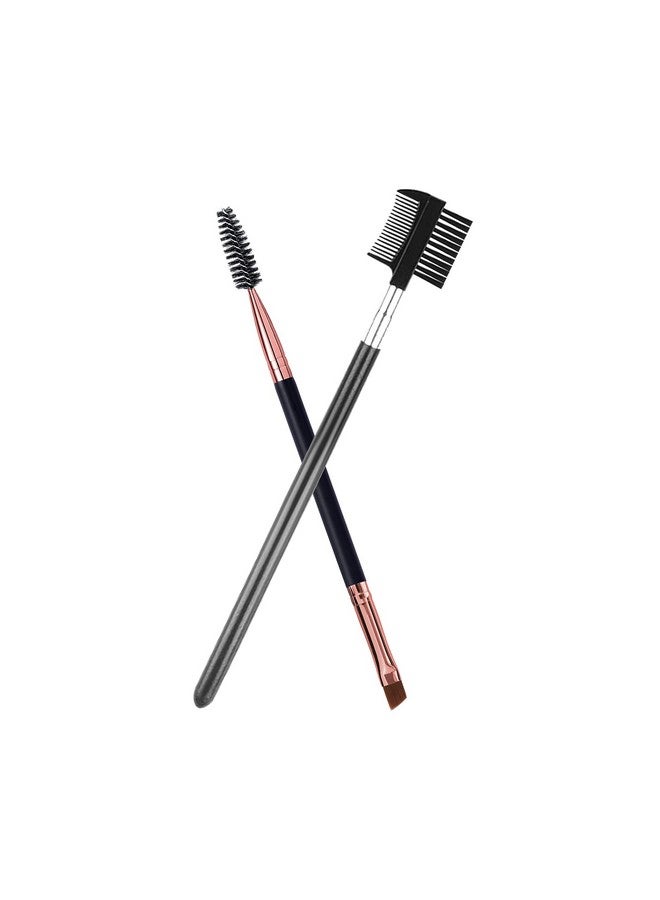 DELAYNOMORE77 Duo Eyebrow Brush Eyebrow Brush Eyelash Comb And Eyebrow Brush Professional Angled Eye Brow Brush And Spoolie Brush Set. (Black+Black) - Image 1