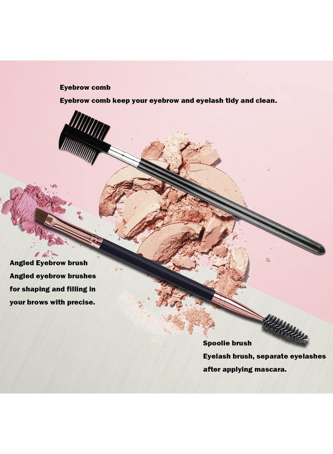 DELAYNOMORE77 Duo Eyebrow Brush Eyebrow Brush Eyelash Comb And Eyebrow Brush Professional Angled Eye Brow Brush And Spoolie Brush Set. (Black+Black) - Image 3